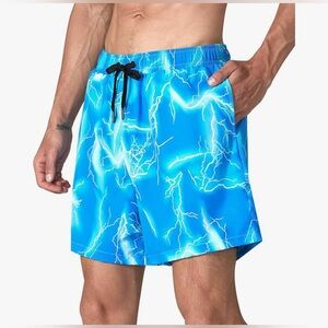 EZRUN Men’s Swim Trunks Quick Dry Stretchy Lining Beach Shorts Sz L